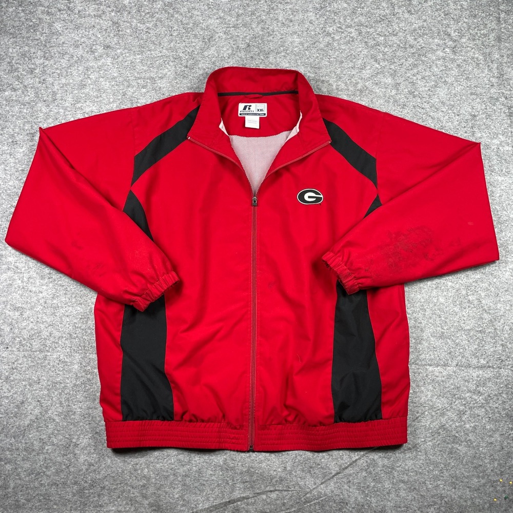 Georgia Bulldogs Jacket Mens XXL Red Russell Athletic Full Zip Track Coat